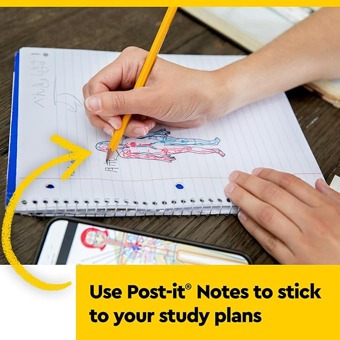 Post-it Transparent Notes, 2.8 in. x 2.8 in., Clear Sticky Notes, Second Semester School Supplies, Office Products, Great for Studying, 12 Pads