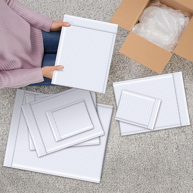 Fuxury Bubble Mailers Bulk 14.5x20" 120 Pack White Large Padded Envelopes | Usable Size 14.5x19" Self Seal Bubble Envelopes Padded Mailers Shipping Bags for Mailing book Clothes Small Business #7