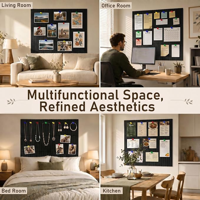 Large Felt Bulletin Board 48" x 36" Cork Board Alternative-12 Pack with 70 Safe Removable Adhesive Tabs, 35 Pushpins Notice Board for Walls Home Office Classroom Pin Board -Gray