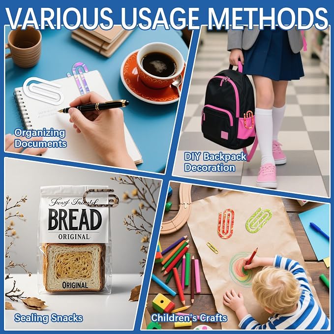 36PCS 4" x 2" Bulk Acrylic Sublimation Paper Clip Blanks Jumbo for Bookmarks Business Card Holders Envelope Holders Photo Album Clip Card Sublimation Giant Acrylic Paper Clips (36PCS)