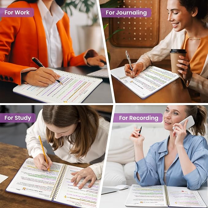 Large Spiral Lined Journal for Women and Men, Notebook for Work | Violet Lagoon 8.5" x 11" Notebooks for Note taking, Writing & Journaling, College Ruled Pages, Plastic Cover