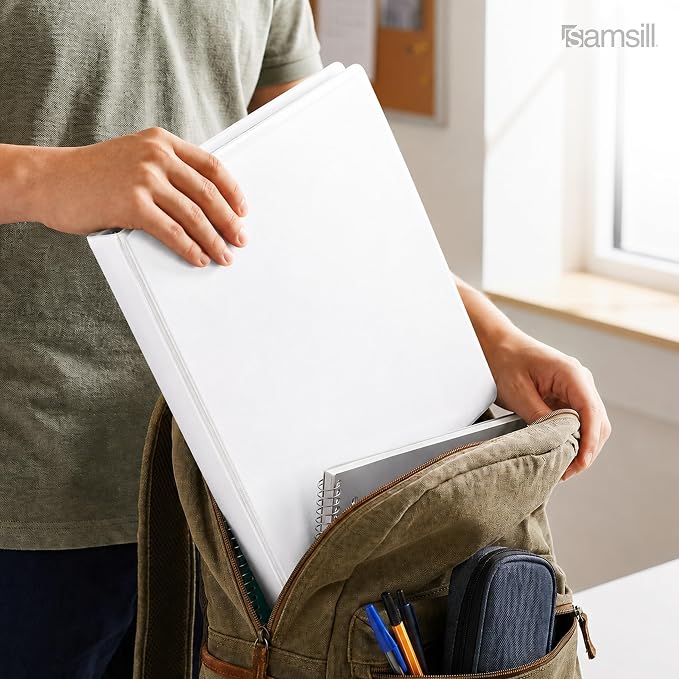 Samsill Economy 0.5 Inch 3 Ring Binder Bulk Pallet, Round Ring Binder, Customizable Clear View Cover, White, Pallet of 768 Binders in 32 Cartons