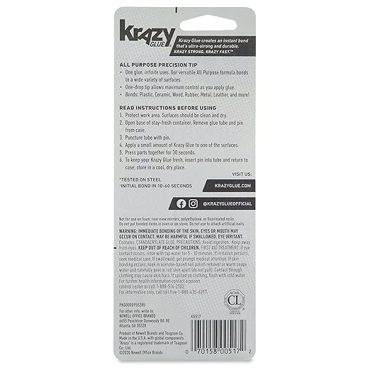 Krazy Glue All-Purpose 0.07 Oz Super Glue Tube 2 Pack; Great for Everyday Household Repairs; Forms an Extra-Strong Bond on Wood, Rubber, Glass, Metal, Plastic and Ceramic 12 Pack