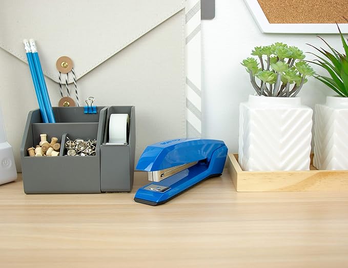 Bostitch Office Ascend 3 in 1 Stapler, 20 Sheet Capacity, Integrated Remover & Staple Storage, 42 Staples Included, Lightweight, Blue
