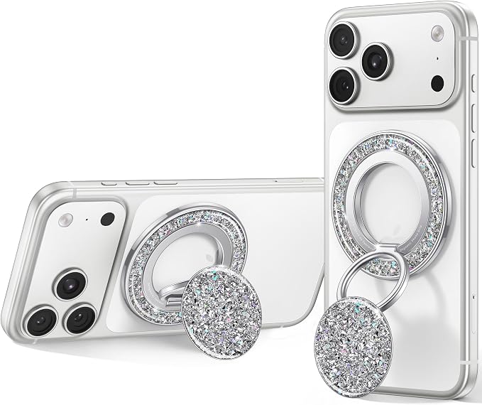 SYNCWIRE for MagSafe Phone Grip, Sparkly Magnetic Phone Ring Holder | 360° Rotation, Glitter Phone Grip Finger Holder Stand Kickstand Bling Bling, for iPhone 17 16 15 14 13 12 Pro Max MagSafe