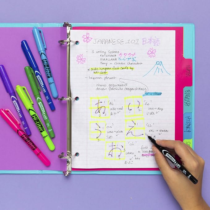 Avery® Hi-Liter® Pen-Style Highlighters, SmearSafe®, Chisel Tip, 6 Assorted Color Highlighters (23585)