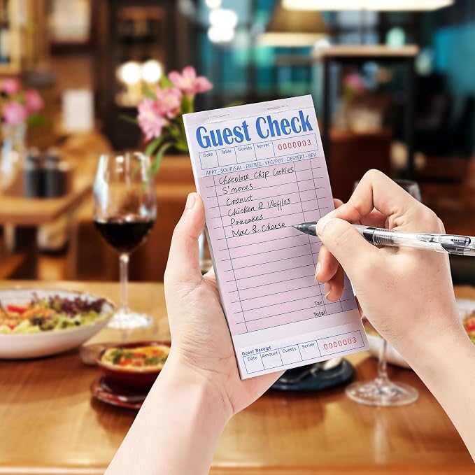 ZPARIK 12 Pack Guest Checks Books for Servers Server Note Pads, Pink | 12 Pack Guest Checks with 50 Sheets Per Book, Waiter Checkbook, Waitress Notepad for Restaurants, Perfect for Servers