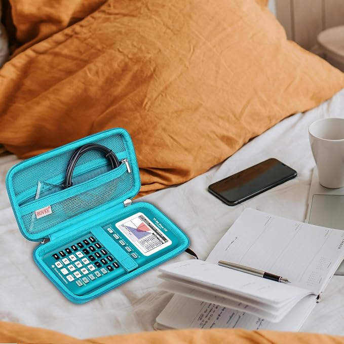 BOVKE Case for TI-84 Plus CE/TI-84 Evo/TI-84 Plus/TI-83 Plus/CE Calculator | Texas Instruments TI-84 Plus CE/TI-84 Evo/TI-84 Plus/TI-83 Plus Color Graphing Calculator Shockproof Carrying Case, Teal