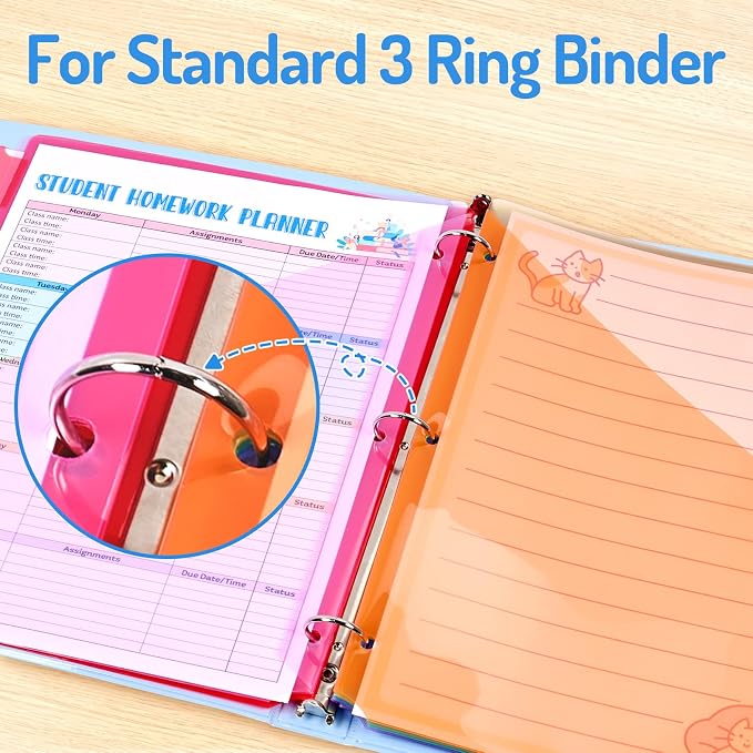 Forvencer 48 Count Dividers with 2 Pockets,8 tabs Binder Dividers with tabs | Dividers for 3 Ring Binder Organizer,School Supplies, Multicolor, 6 Set