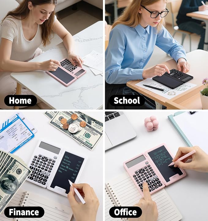 Scientific Calculators for Students, Cute Calculator with Notepad | White Small Desk Portable Calculator for College, 240 Computing Functions, Ideal for Middle High School Students and Teachers