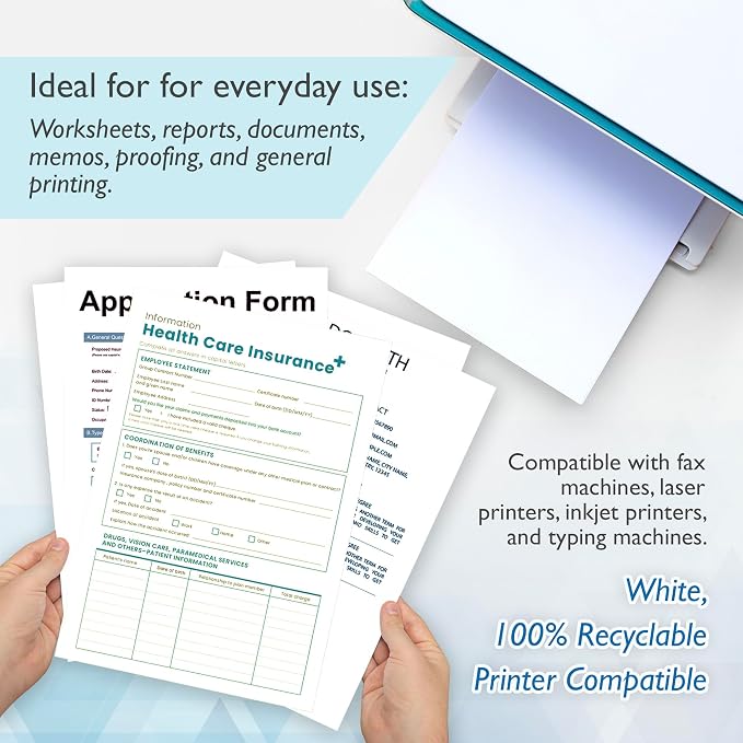 BAZIC Products White Multipurpose Paper, 8.5 x 11 in, 50 Sheets, 50-Case | 20 lb (75 gsm), 100% recycled, laser and inkjet compatible