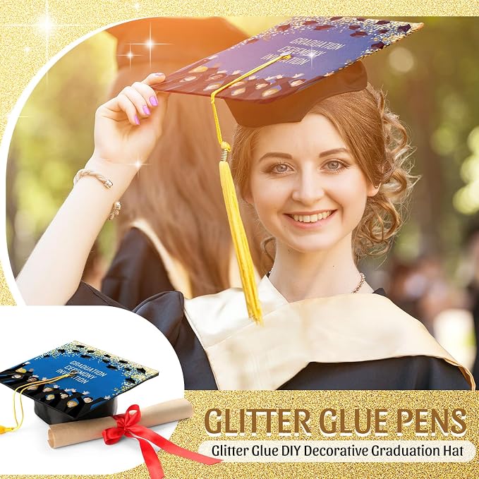 Cholemy 60 Pcs Glitter Glue Pens Glitter Glue Stick Set for Crafts Washable Markers Painting Pens for DIY Arts Projects Scrapbooking Holiday Greeting Card Decorating Supplies(Gold)