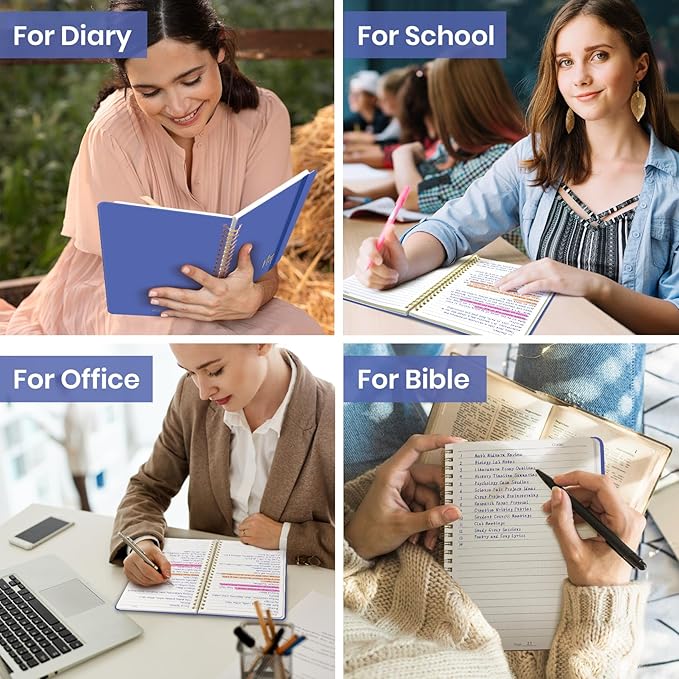 ZOTIA Lined Spiral Notebook for Work Hardcover Spiral Journal College Ruled | Royal Blue, 5.7" x 7.9" Spiral Journals for Writing, Work Notebooks, Note taking and Office School Supplies, 140 Pages