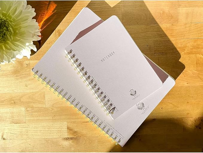DesignWorks Ink Textured Paper Twin Wire Notebook, Daily Planner & Soft Cover Writing Journal, 160 Lined Perforated Pages, Large Spiral Notebook for Work & Journaling, 8.25 x 11.625 in, Lilac