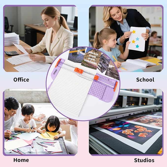 A4 Paper Cutter Slider 12 Inch Paper Trimmer Photo Cutter, Purple | Small Paper Cutter for Classroom Scrapbooking Cutter, Cutter Sliding
