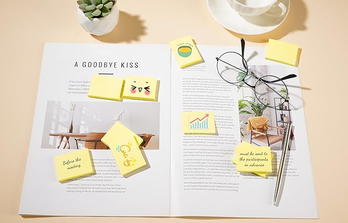 (54 Pads) Mini Sticky Notes 1.5x2 in, Yellow Strong Adhesive Post, Suitable for School, Home, Office, Clean Removal