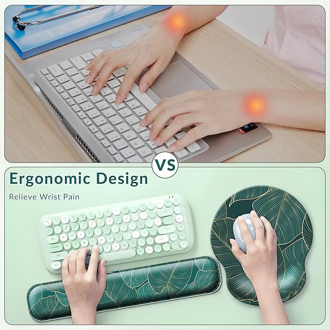 Desk Mat Set Keyboard and Mouse Pad with Wrist Rest Support | Ergonomic,Pain Relief, 4-in-1 Large Big Mousepad Computer Mats,Desk Pad Matt Mats for Desktop Home & Office