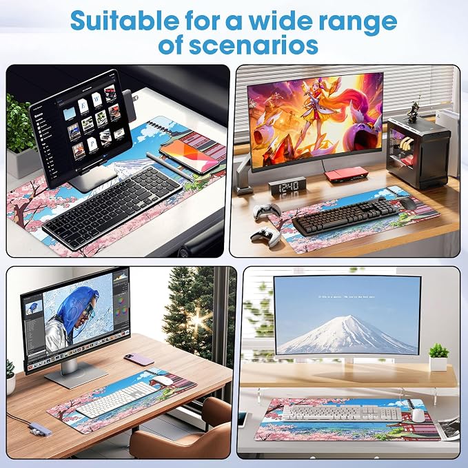 Waterproof Desk Mat 31.5x15.7 Inch - Extra Large Mouse Pad, Building | Covers Full Desk Non Slip Rubber Backing Easy to Clean