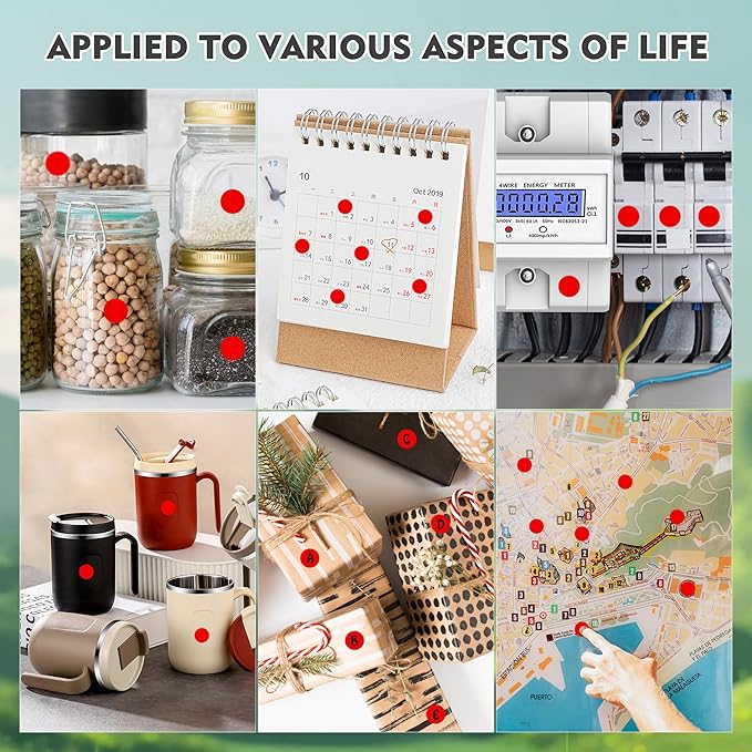 PARLAIM 1/2 Inch Diameter Dot Stickers, 10 Rolls 10000pcs Red Self-Adhesive Color-Code Dot Stickers Permanent Adhesive Round Circle Labels for Office