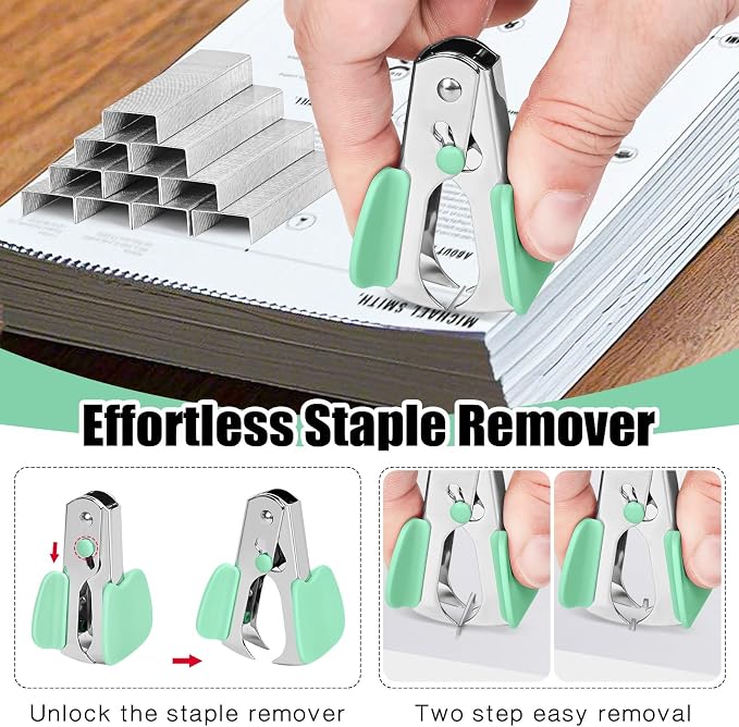 Stapler 25 Sheet Capacity with 1000 Staples and Staple Remover, Green | Staplers for Desk, Non-Slip Office Stapler