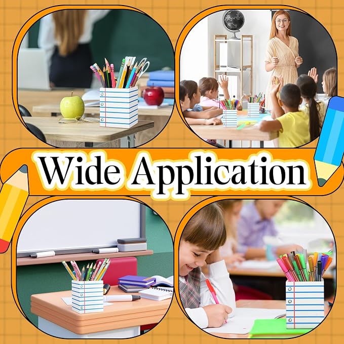 Sherr 2 Pcs Wood Pencil Holder Pen Holder for Classroom Back to School Notebook Pencils Cup Wooden Dispenser Storage Crayon Organizer for Teacher Students First Day School Gifts Office Desk