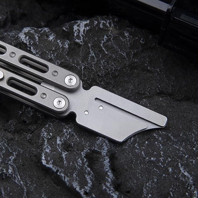 Titanium Utility Knife with Clip Mini Pry Bar EDC Box Cutter Flipper Pocket Knife For Outdoor