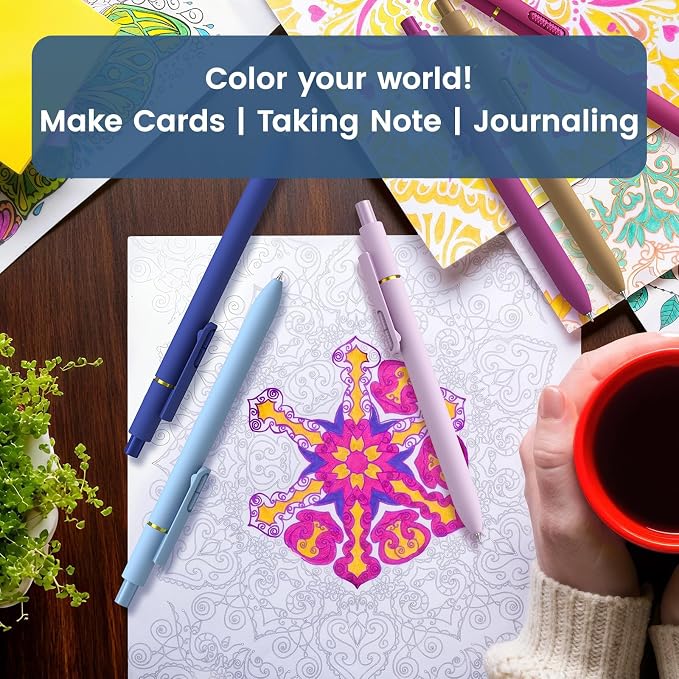 Colorful Gel Pens, 16 Pack 0.7mm Colored Ink Quick-Drying No Bleed | Smooth Writing Coloring, Soft Grip Stress Relief, Fine Point Retractable for Journaling, Note Taking, Office, Students Adults