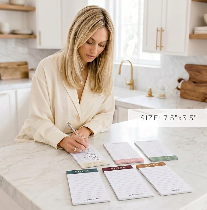 ZICOTO Beautiful Magnetic Notepads for Fridge - Set Of 6 To Do List Pads | Modern Note Pads with Lined Pages to Easily Write Notes and Make Grocery/shopping Lists - Strong Magnets for Refrigerator