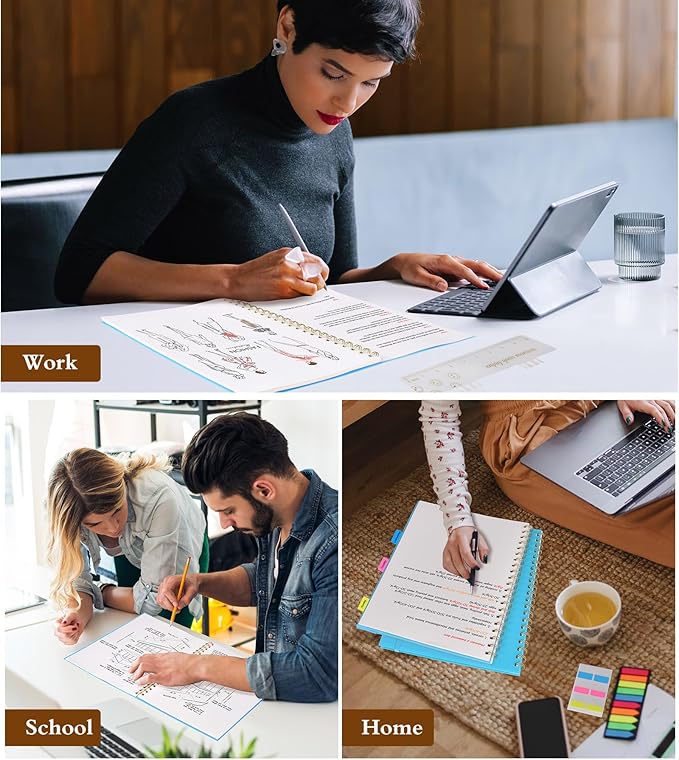 UEBZFOCS Dotted Notebook, Spiral Notebook Journal 8.5” x 11”, A4 Large Dot Grid Notebooks for Women Men, 100 GSM Dotted Paper, Plastic Hardcover Spiral Bullet Journals for Work School Sketching, Blue