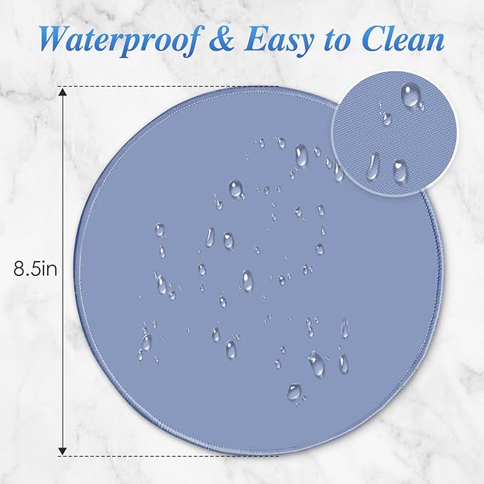 Round Mouse pad, high-end Texture, Sewn Edge Design, Anti-Slip Rubber Base. 8.6 x 8.6 inches (Blue)