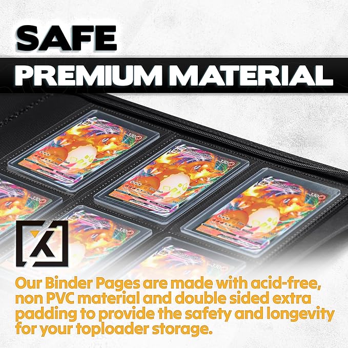 X PRO Toploader Binder | Holds 252 Toploaders | 20 Toploaders INCLUDED | 9-Pocket | Ringless Double-Sided Pockets for TCG, Sports | Premium Top Loader Storage
