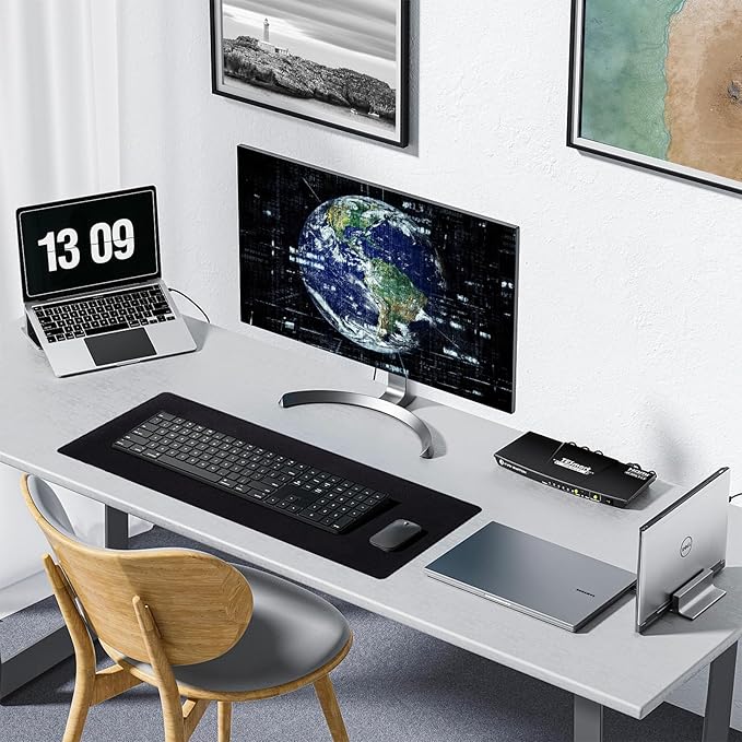 Large Gaming Mouse Pad with Durable Stitched Edges, Non-Slip Rubber Base, Big Computer Keyboard Mouse Mat Desk Pad for Home Office Gaming Work, 11.81"x27.56"x0.08", Black