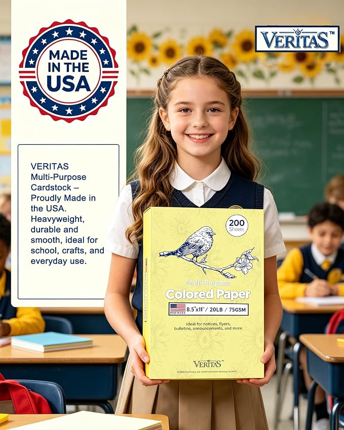 WritePads Yellow Paper, Multi-Purpose Canary Colored Paper, Colored Printer Paper 8.5” x 11”, 20 lb/75 GSM,200 Sheets, Jam-Free For Inkjet/laser printer, Copy, Office Home, Made in USA