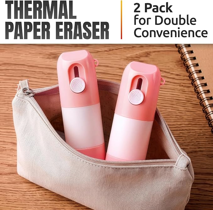 2 Pcs Water-Based Thermal Paper Eraser Pen with Mini Box Cutter Knife - Thermal Label Eraser, Liquid Redacting Marker for Covering Thermal Print on Receipts, Shipping Labels & Bills Privacy Protection