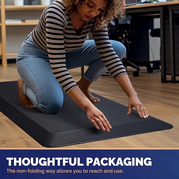 FEATOL Anti Fatigue Mat for Standing, 9/10 Extra Thick Ergonomic Standing Desk Mat, Comfort & Durable Memory Foam Standing Mat at Home,Office All Day (20" x 32", Black, 3PC)