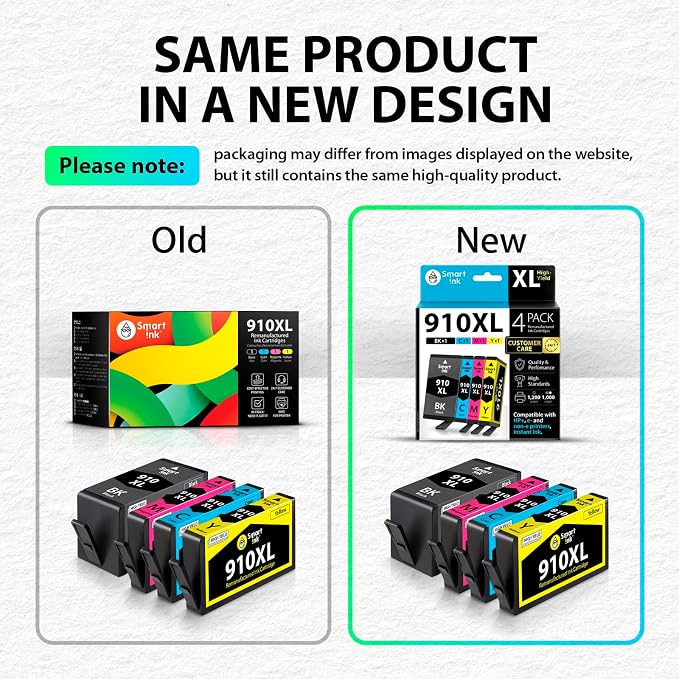 Smart Ink Remanufactured Ink Cartridges Replacement for HP 910XL 910 XL Black and Color Combo Pack to use with OfficeJet Pro 8025e 8025 8028e 8028 8035e 8035 OfficeJet 8015e 8022e 8015 8022 Printers