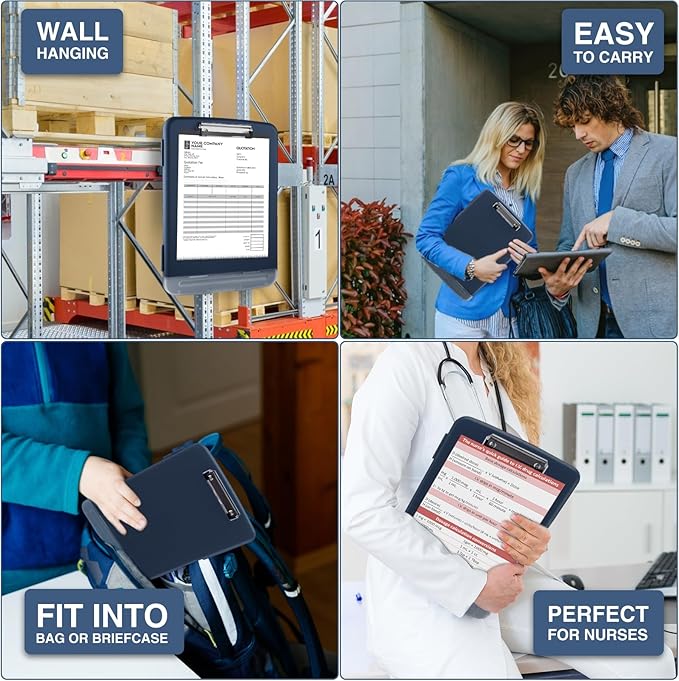Sooez Clipboard with Storage, Clip Board 8.5 x 11 with Pen Holder, Plastic Organization Case Box for Letter Legal A4 Size Paper, Low Profile Clip, Nurses Teachers Must Haves, School & Office Supplies
