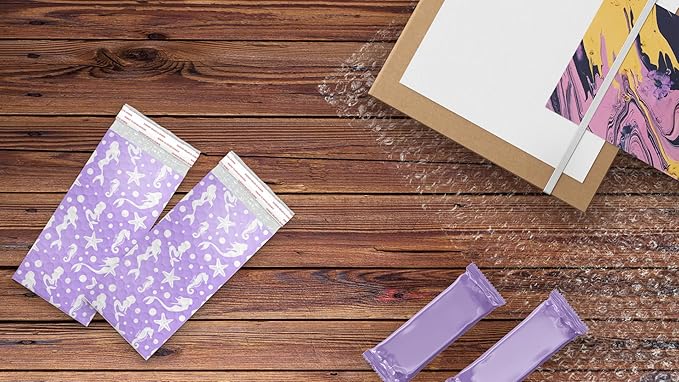 4x8 (20pcs) Purple Mermaids Designer Self Seal Poly Bubble Mailers Shipping Envelopes Padded Bags