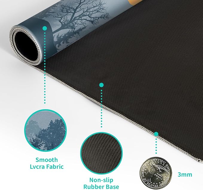 Mountain Gaming Mouse Pad 27.6x11.8 Inch Forest Large Mousepad Extended Grey Mousepad Gaming Non-Slip Rubber Base Stitched Edges Keyboard Mouse Mat Desk Pad for Office Home and Game