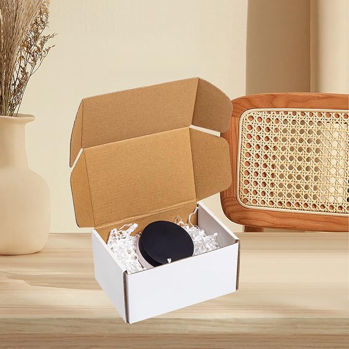 Wowxyz White Shipping Boxes 6x4x3" 25 Pack Corrugated Cardboard Box | 3 Layers, Literature Mailer Packaging Supplies, Mailing Boxes for Small Business