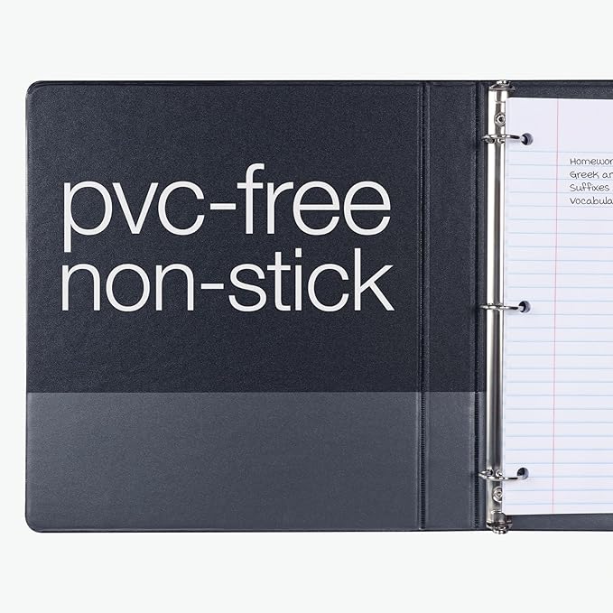 Oxford Ring Binders, 1" Round Ring Binders, View Binder, Covers on 3 Sides, XtraLife Hinge, Non-Stick, PVC-Free, Black, 225 Sheet Capacity (1002546)