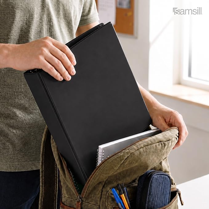 Samsill 1.5 Inch 3 Ring Binders, Economy Round Ring, Clear View Cover, 325 Sheet Capacity - for School, Home, Office - Black, 12 Pack