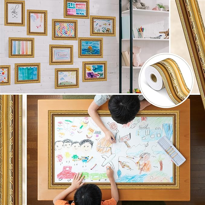 Outus 68ft Bulletin Board Border Construction Frame Trim,Antique | Straight Picture Frame Border, Vintage Style Classroom Chalkboard Decor, Trimmable School Office Party Displays