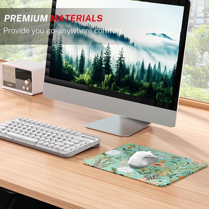 MROCO Essential Office & Gaming Mouse Pad, 8.5 x 11 Inch, Garden Whispers | Anti-Fray Stitched Edges, Functional Pattern Design, Non-Slip Rubber Base, Water and Stain Resistance
