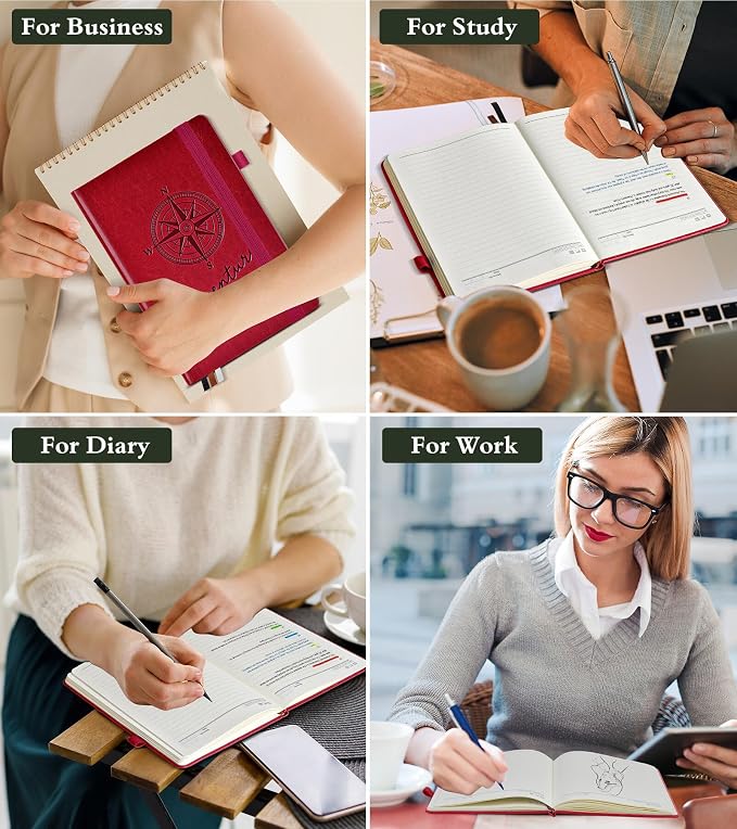 PAIBAS Lined Journal Notebook for Women Men, 160 Pages, A5 Hardcover Vintage Leather Journaling Notebooks for Work, School, Note Taking, Travel, Bible Study,Daily Diary for Writing 5.8"x8.5"(Burgundy)