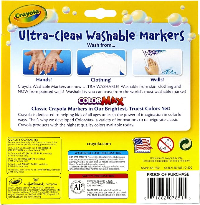 Crayola Ultraclean Broadline Classic Color Max Washable Markers (10 Count), (Pack of 4)
