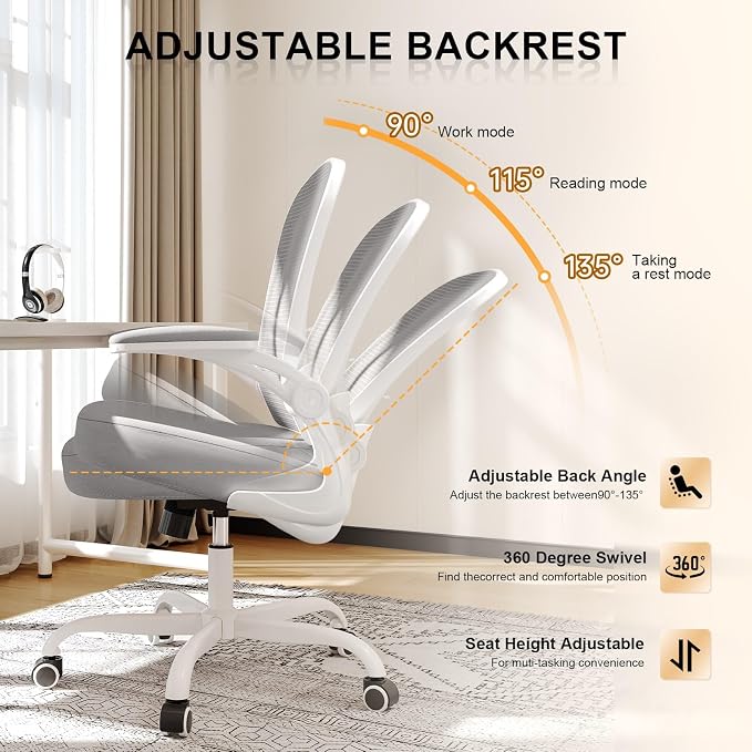 Office Chair|Ergonomic Desk Chairs 330LBS Capacity | Flip-up Armrests,Mesh Computer Chair,High Back,Comfy Work,Adjustable Lumbar Support