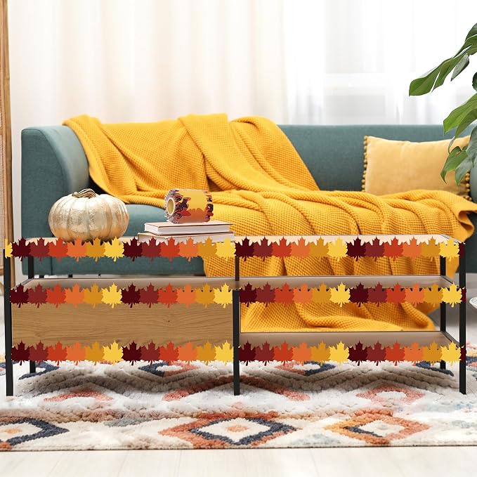 Lucleag 36Ft Maple Leaves Bulletin Board Border Roll, Color Fall Leaves Border Autumn Leaf Bulletin Borders for Thanksgiving Autumn Fall Classroom Office Bulletins Board Party Decorations
