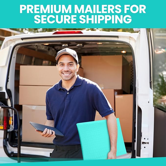 Teal Poly Bubble Mailers 14.50x20 Inch #7 | Self Seal Large Padded Envelopes | Air Cushioned Bubble Mailer | Usable Size 14.25x19 Inch | Waterproof Lightweight Mailing Shipping Bags | 15 Pack
