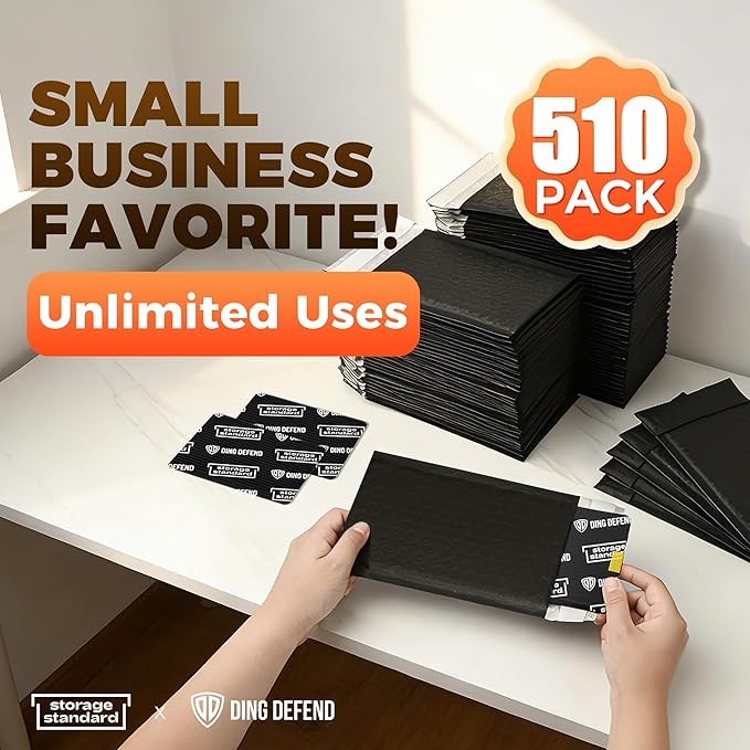 510-Pack Bubble Mailer 4'' x 8'' - Self-Sealing Waterproof Small Mailing Envelopes Padded Lightweight Shipping Bags for Accessories, Small Parts, Jewelry, Trading Cards, Compact Items 4x7 Usable Space